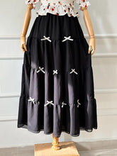 SNOWY NIGHT - BLACK TIERED FAIRY SKIRT WITH WHITE BOWS